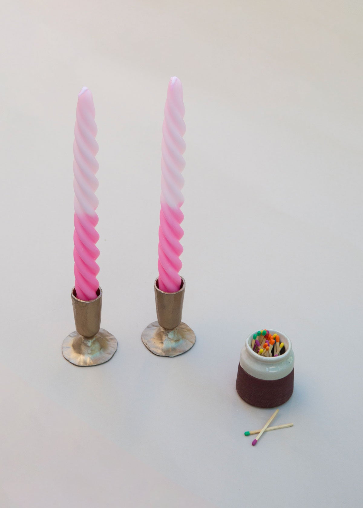 Twisted Taper Candles Set of 2 - Pink Ombre