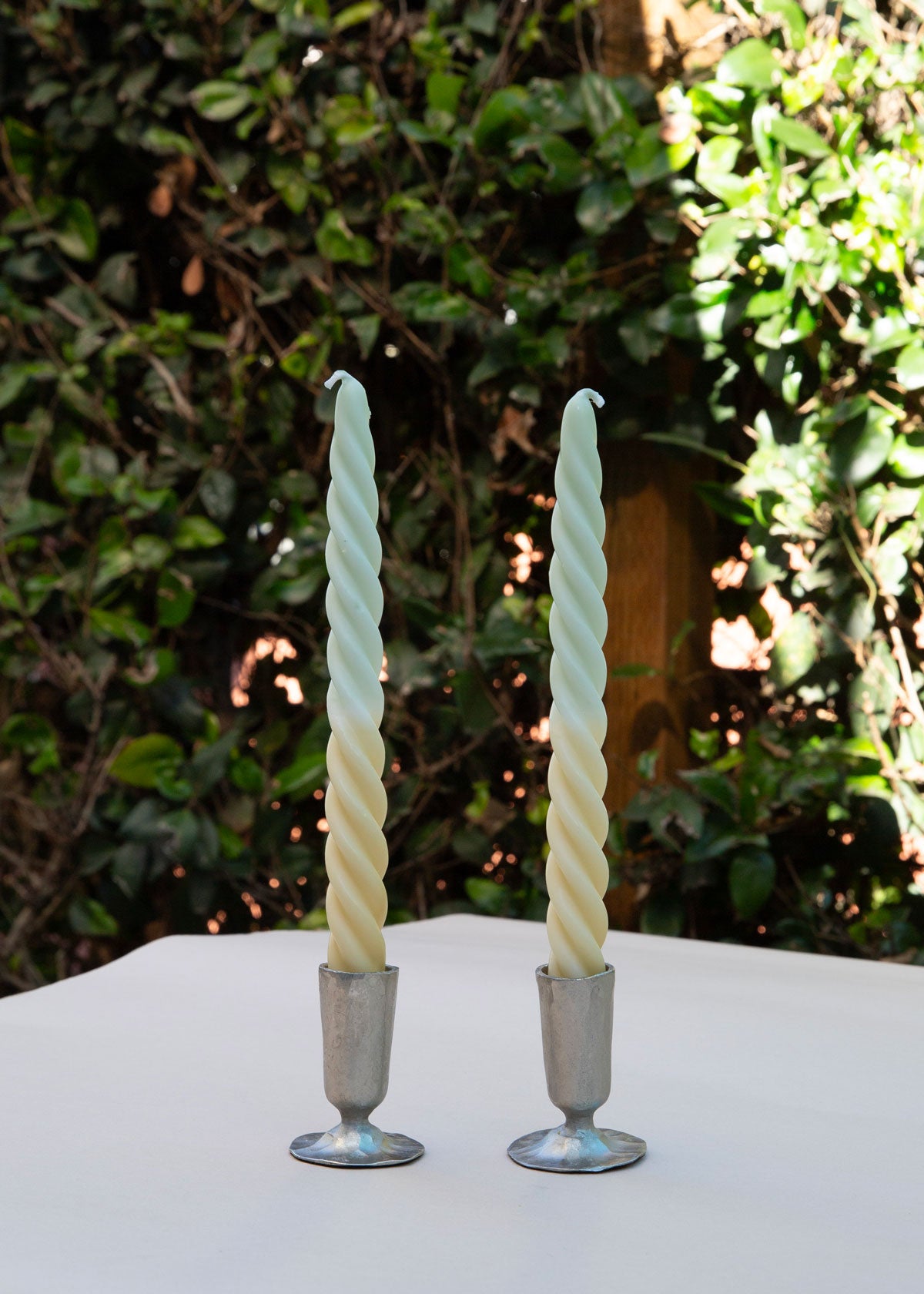 Twisted Taper Candles Set of 2 - Mint Ombre