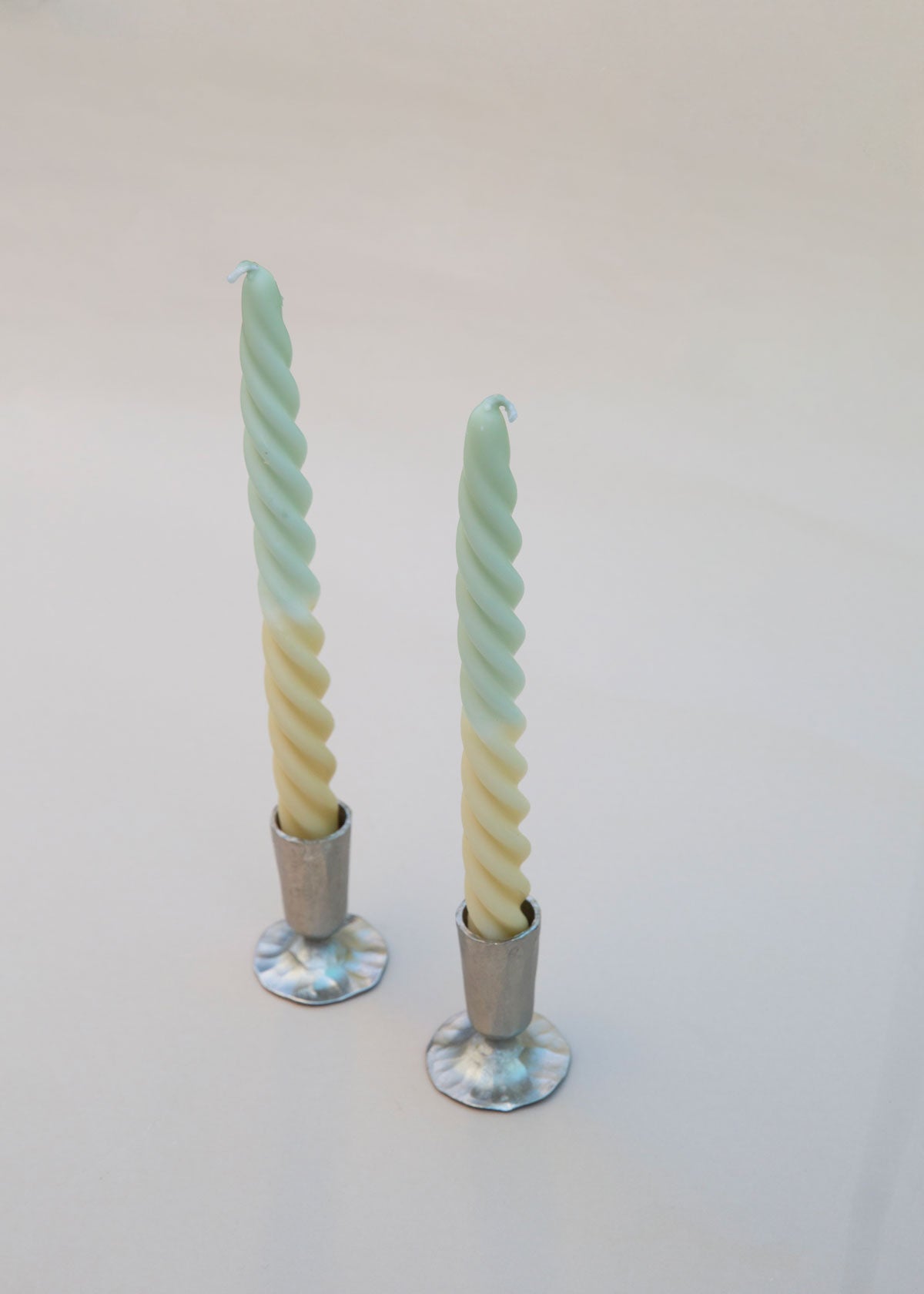 Twisted Taper Candles Set of 2 - Mint Ombre