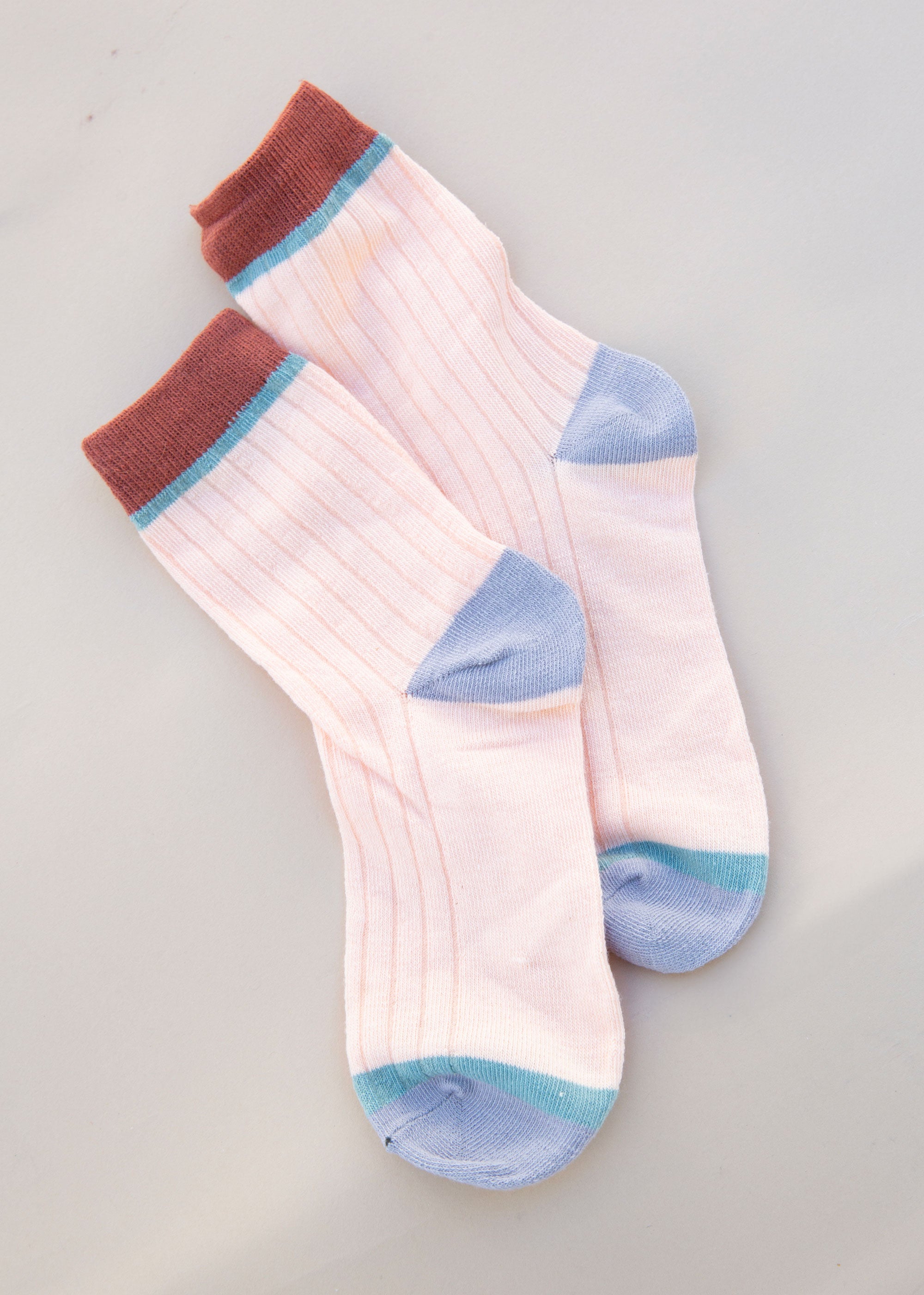 Colorblock Crew Socks - Pink