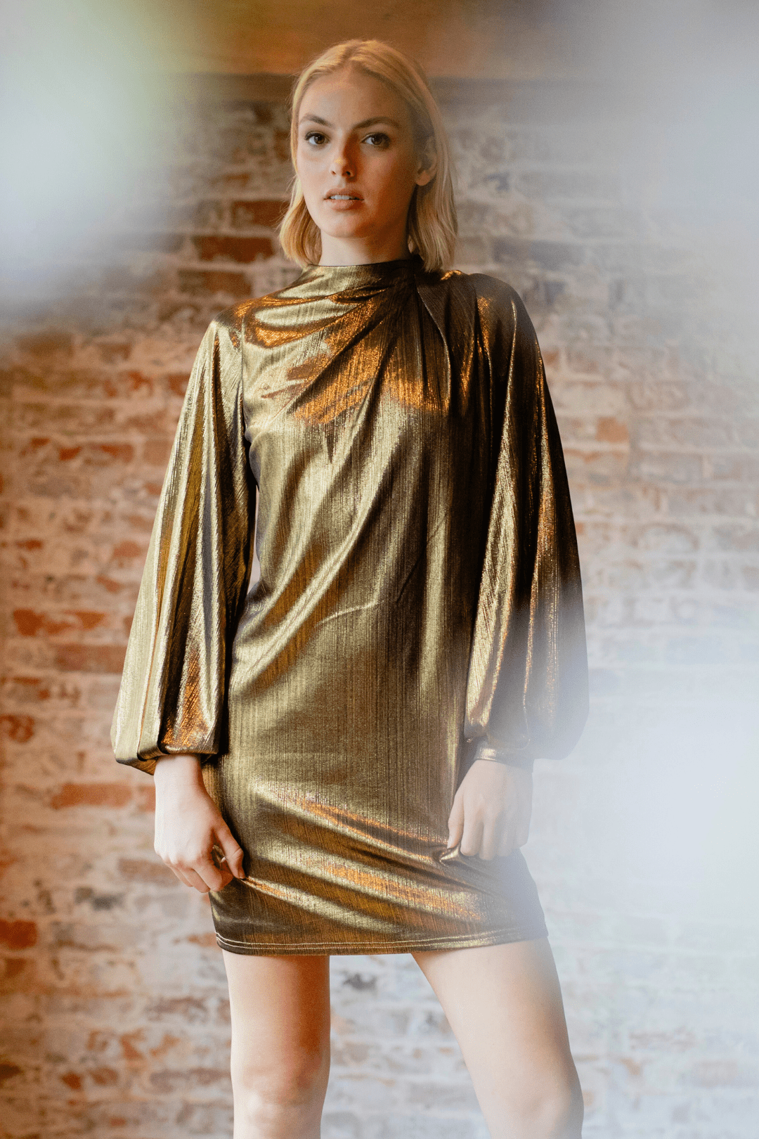 The Aria Metallic Mini Dress - Gold