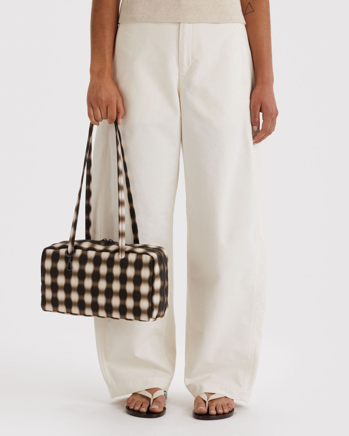 Baggu - Nylon Bowler Bag - Blurred Gingham Brown -