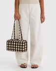 Baggu - Nylon Bowler Bag - Blurred Gingham Brown -
