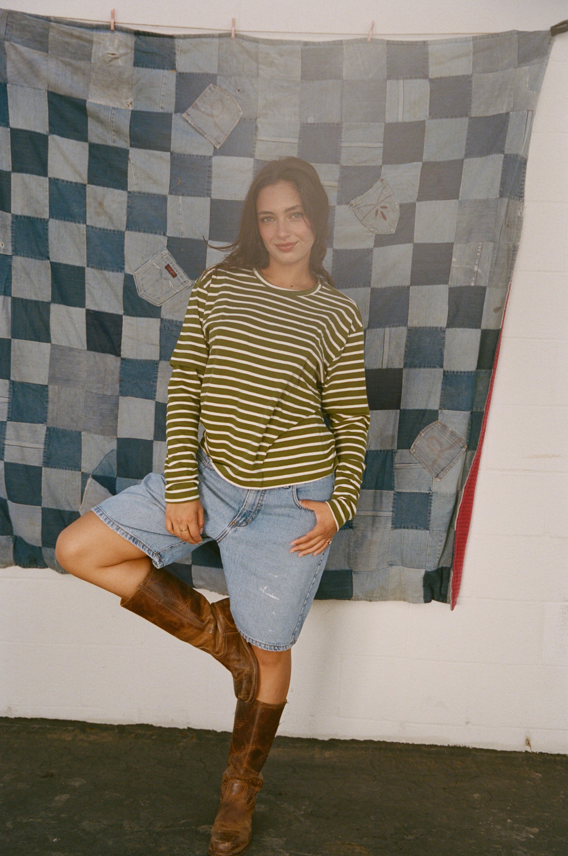 Rat Boi - Skate Long Sleeve - Olive Stripe -