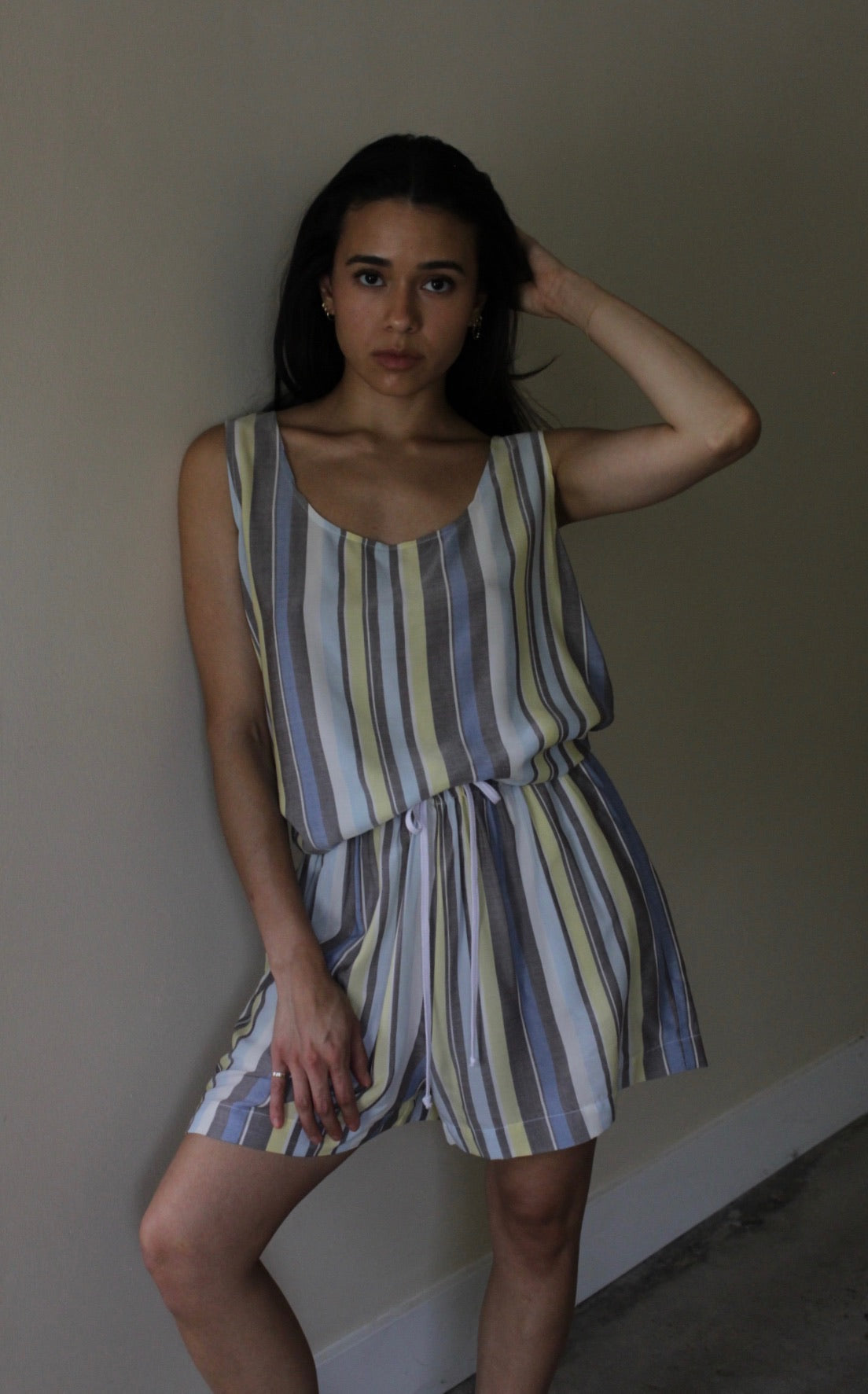 NA NIN - Marni Striped Rayon Tank - Sky & Canary Multi Stripe -