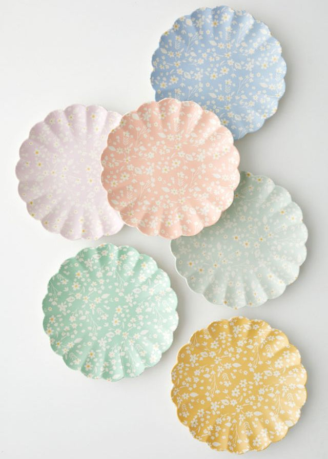 Meri Meri - Floral Reusable Bamboo Large Plates, Set of 6 -