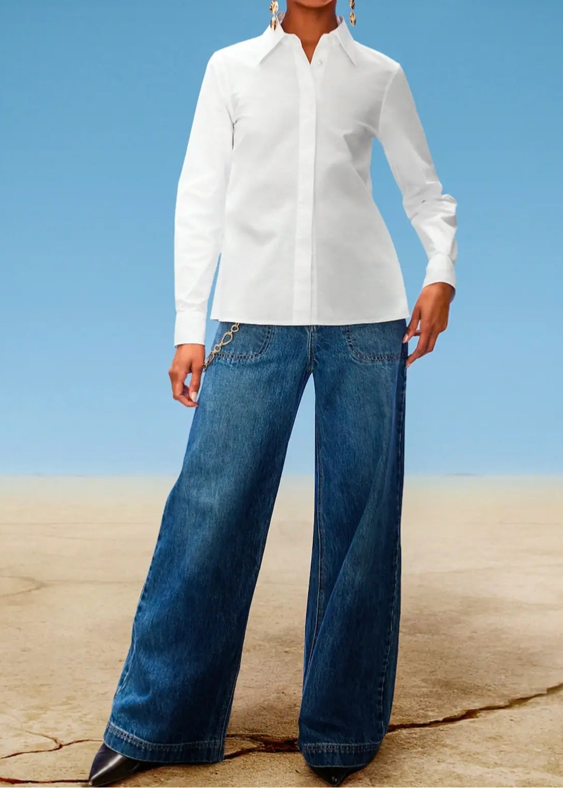 Cult Gaia x Gap - High Rise Stride Chain Jeans - Medium Indigo -
