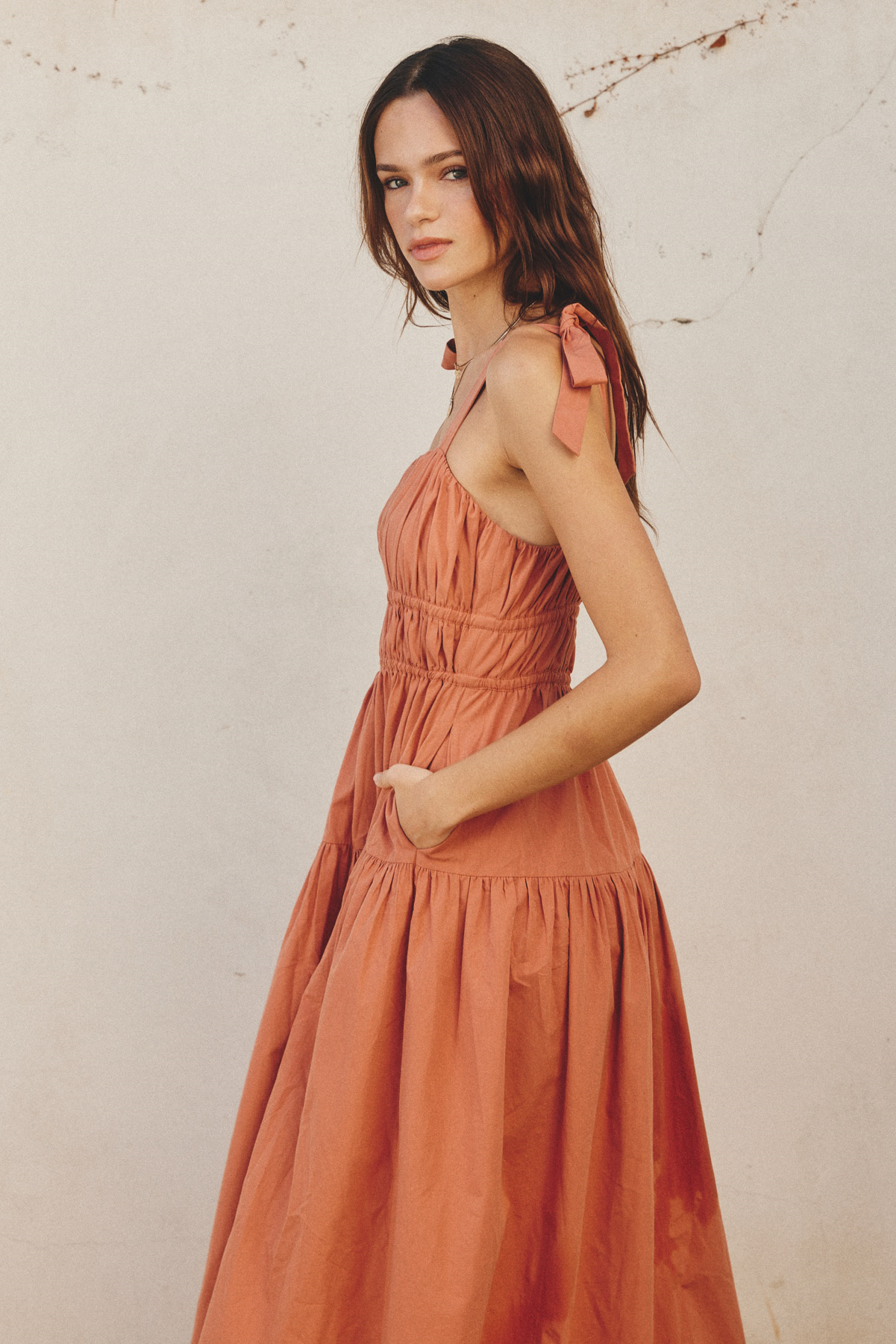 Amalfi Midi Dress in Terracotta