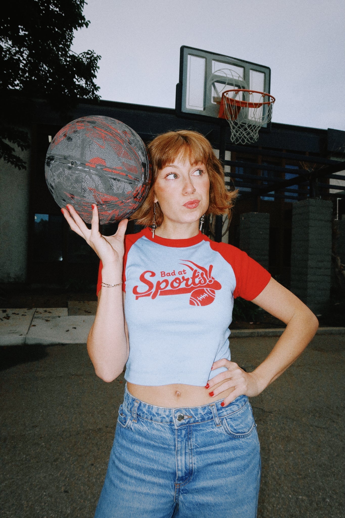Elizabeth Bay - Bad at Sports | Rag Tee - Red &amp; Blue -