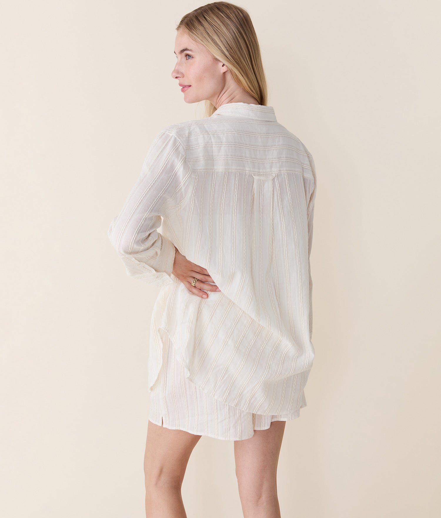 Andie Swim - The Harbor Button Up - Ribbon Stripe - Antique -