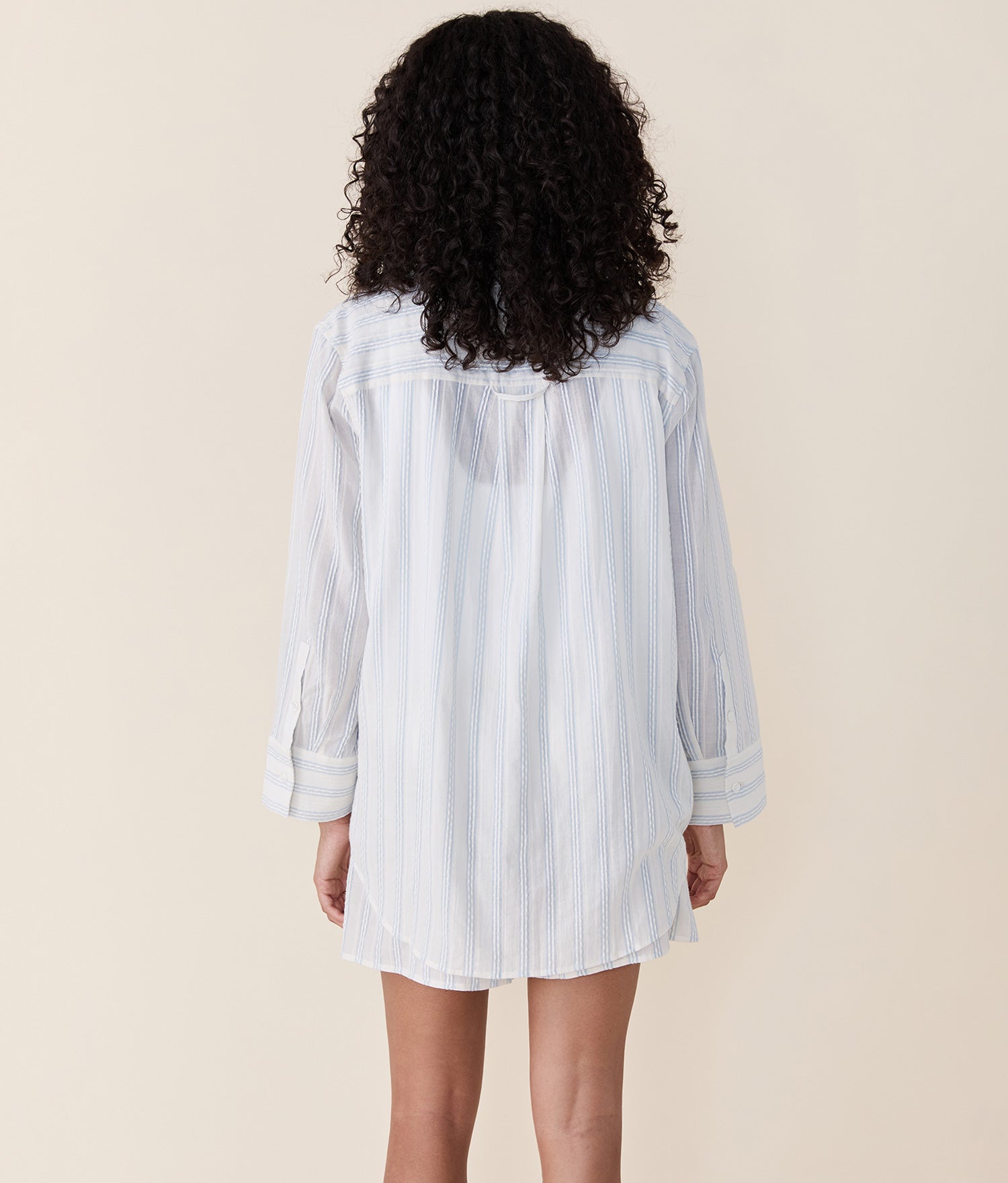 Andie Swim - The Harbor Button Up - Ribbon Stripe - Feather -