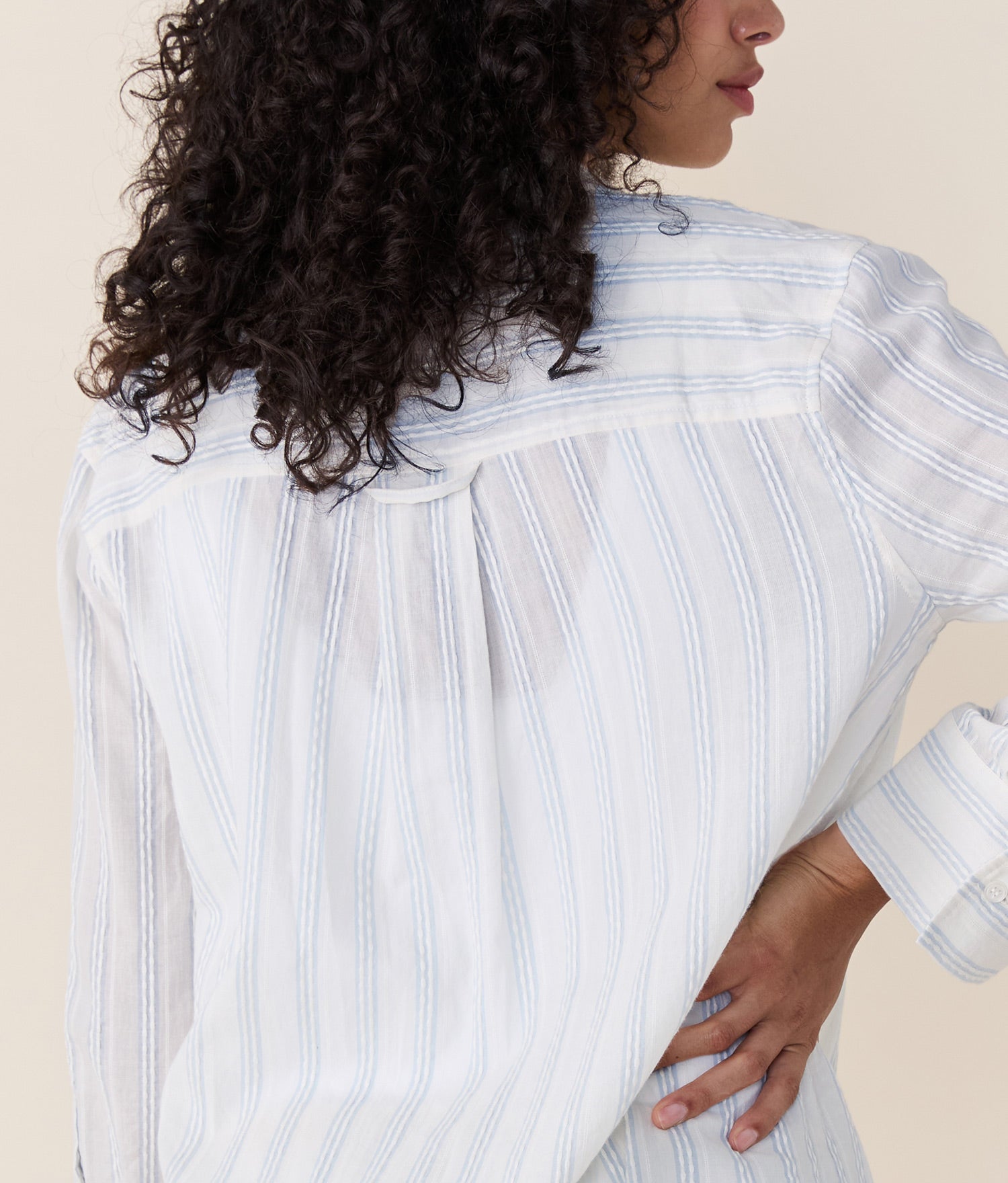 Andie Swim - The Harbor Button Up - Ribbon Stripe - Feather -