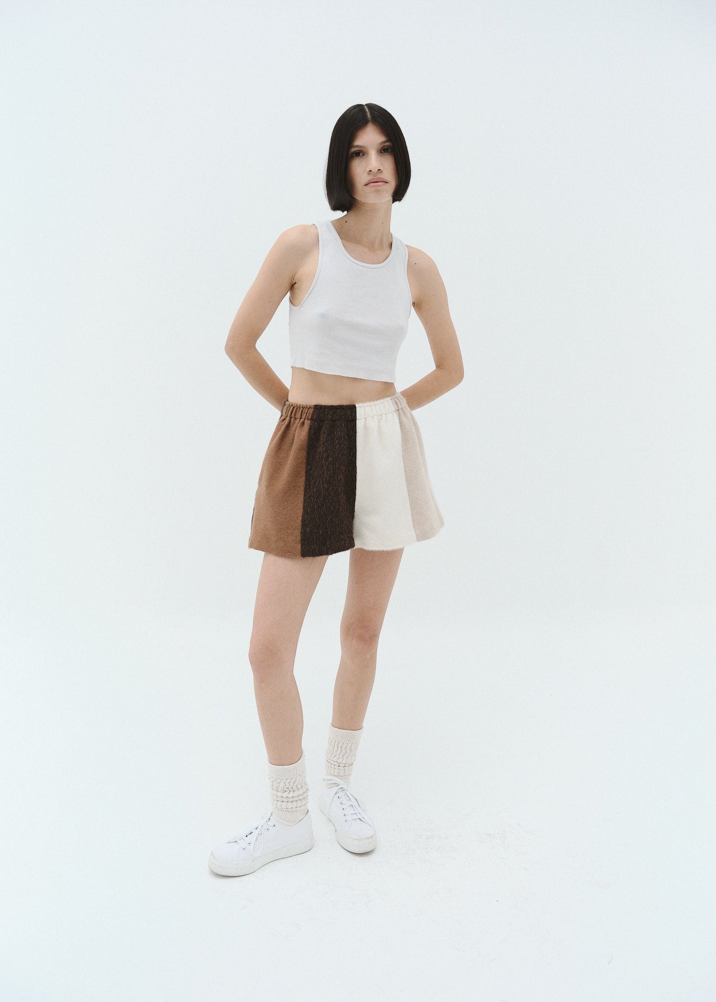 Loti - Alana Boxer Shorts - Brown Patchwork -