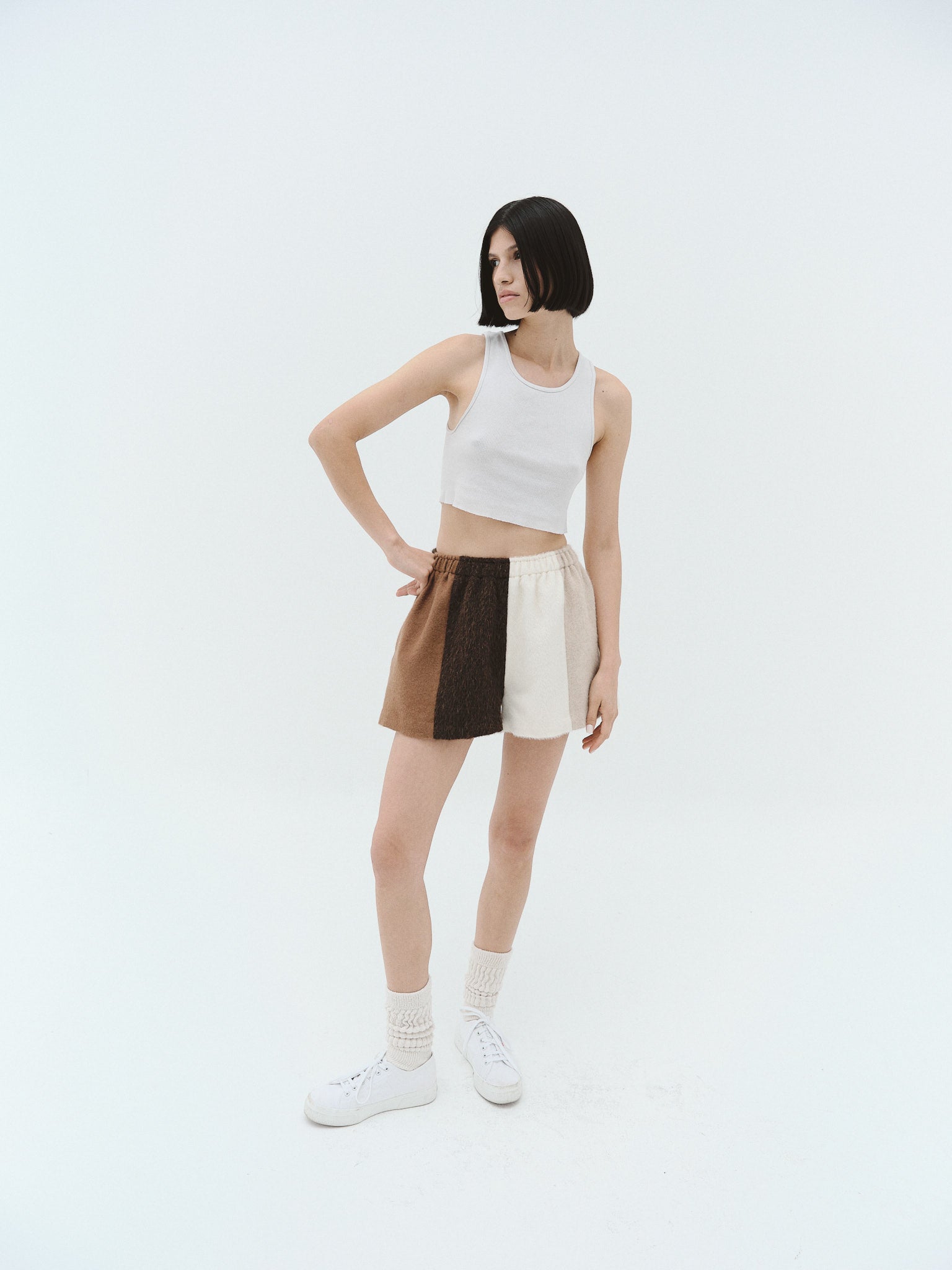 Loti - Alana Boxer Shorts - Brown Patchwork -