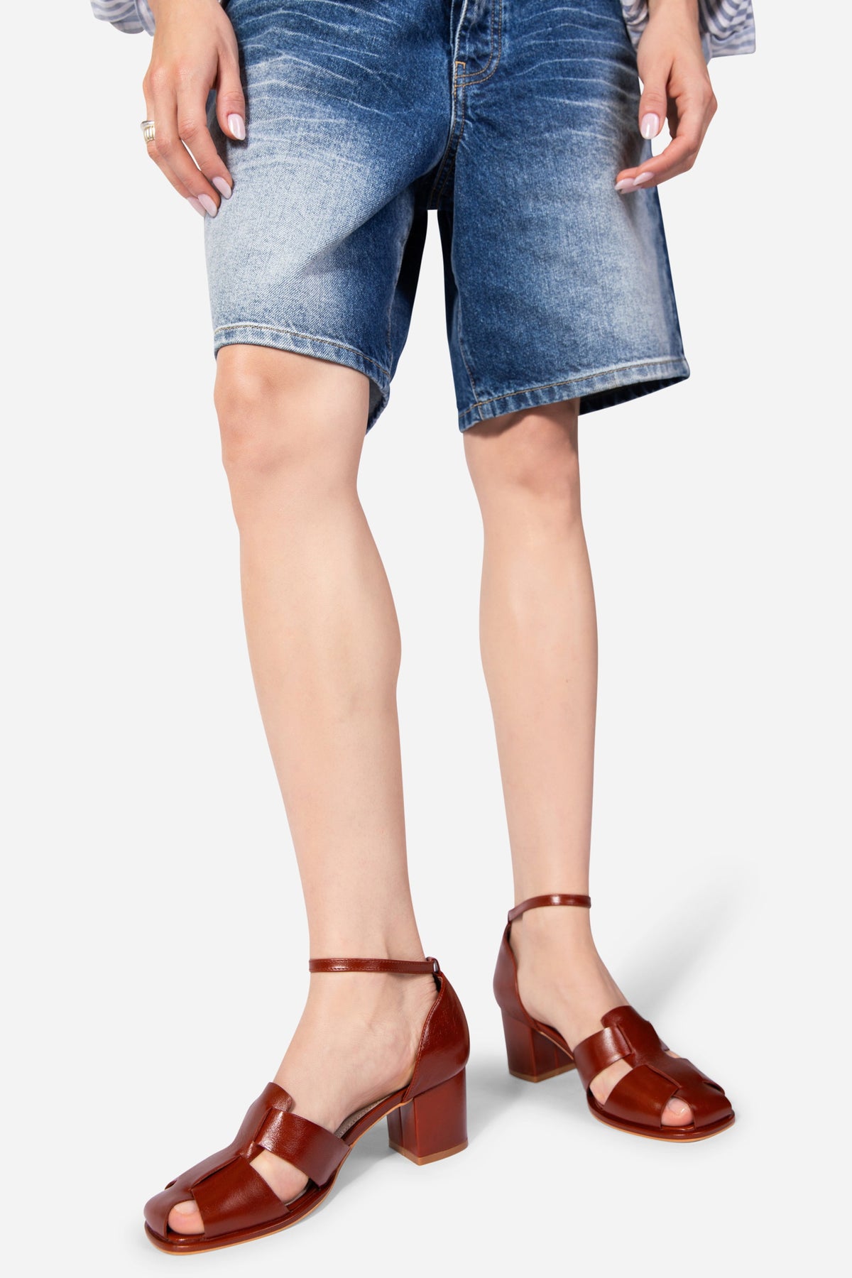 Intentionally Blank - April Oiled Leather Fisherman Heel - COGNAC OILED LEATHER