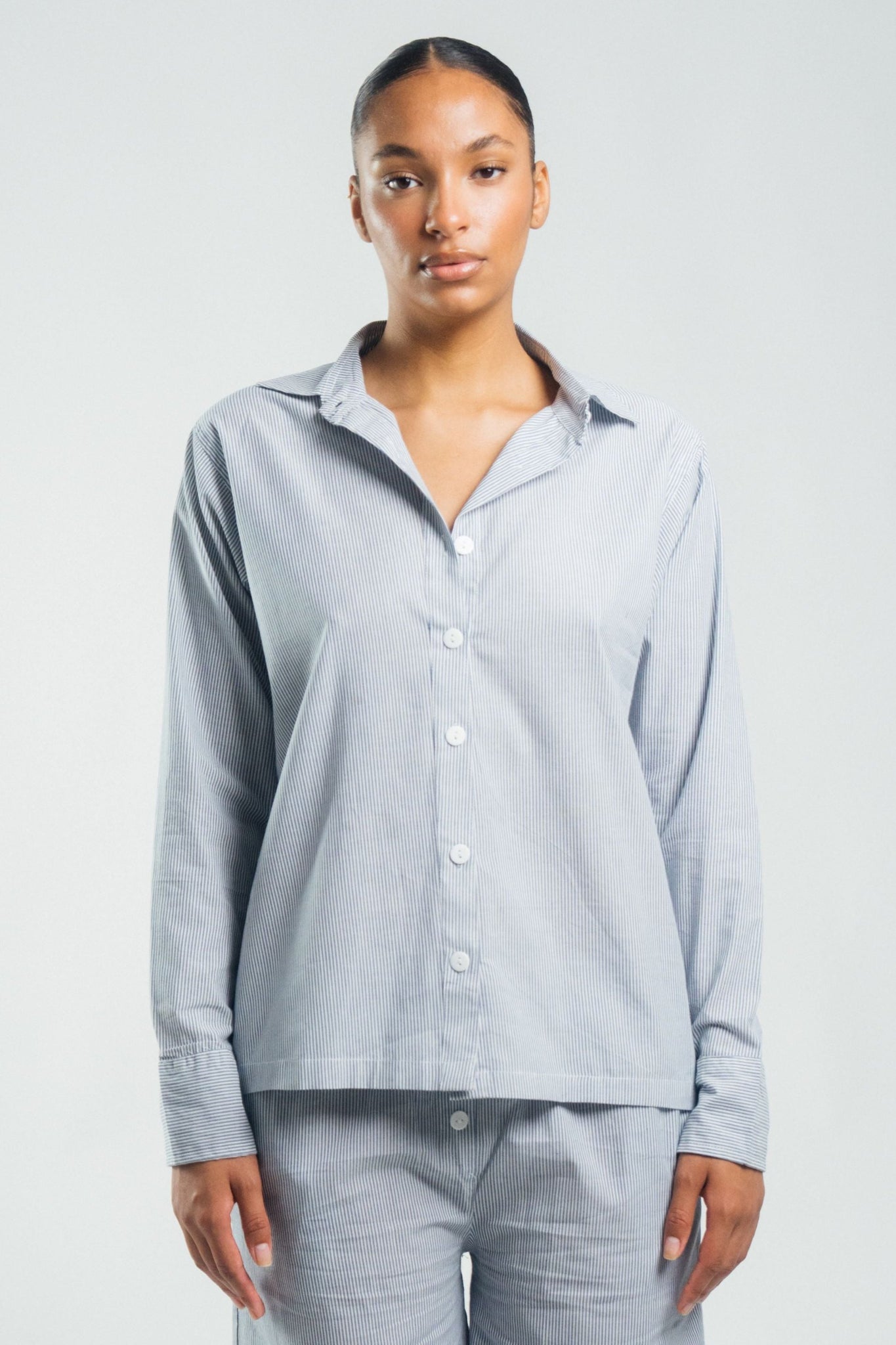 Wildflo Studio - Button Down Shirt Ocean Blue Stripe -