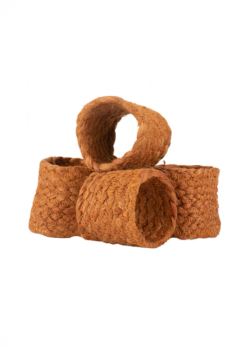 British Colour Standard - Jute Silky Napkin Ring - Cinnamon, Set of 4 -