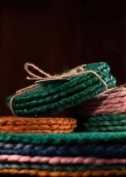 British Colour Standard - Jute Silky Coaster - Jade, Set of 4 -