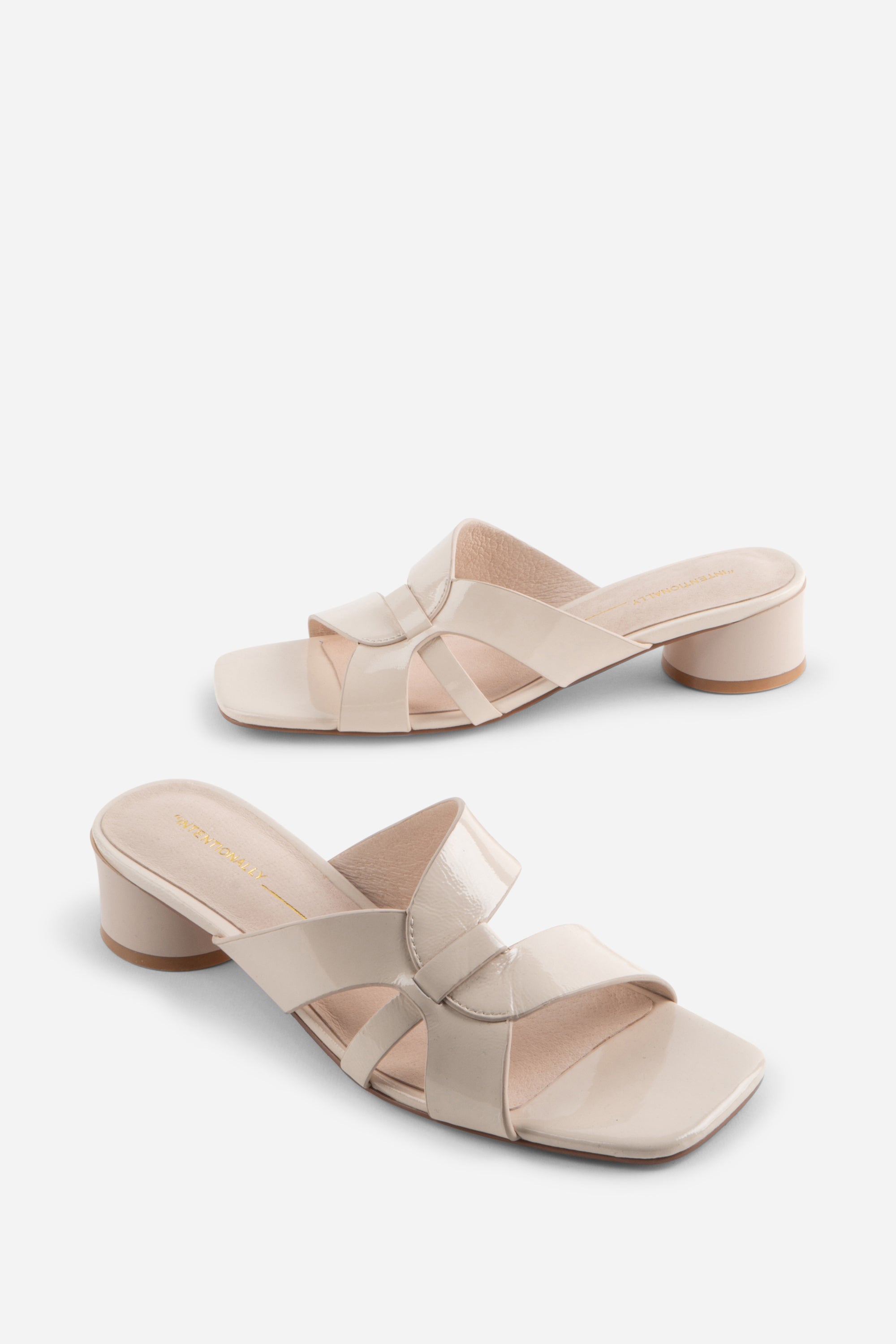 Intentionally Blank - Beatrix Heeled Sandal - CREAM CRINKLE PATENT LEATHER