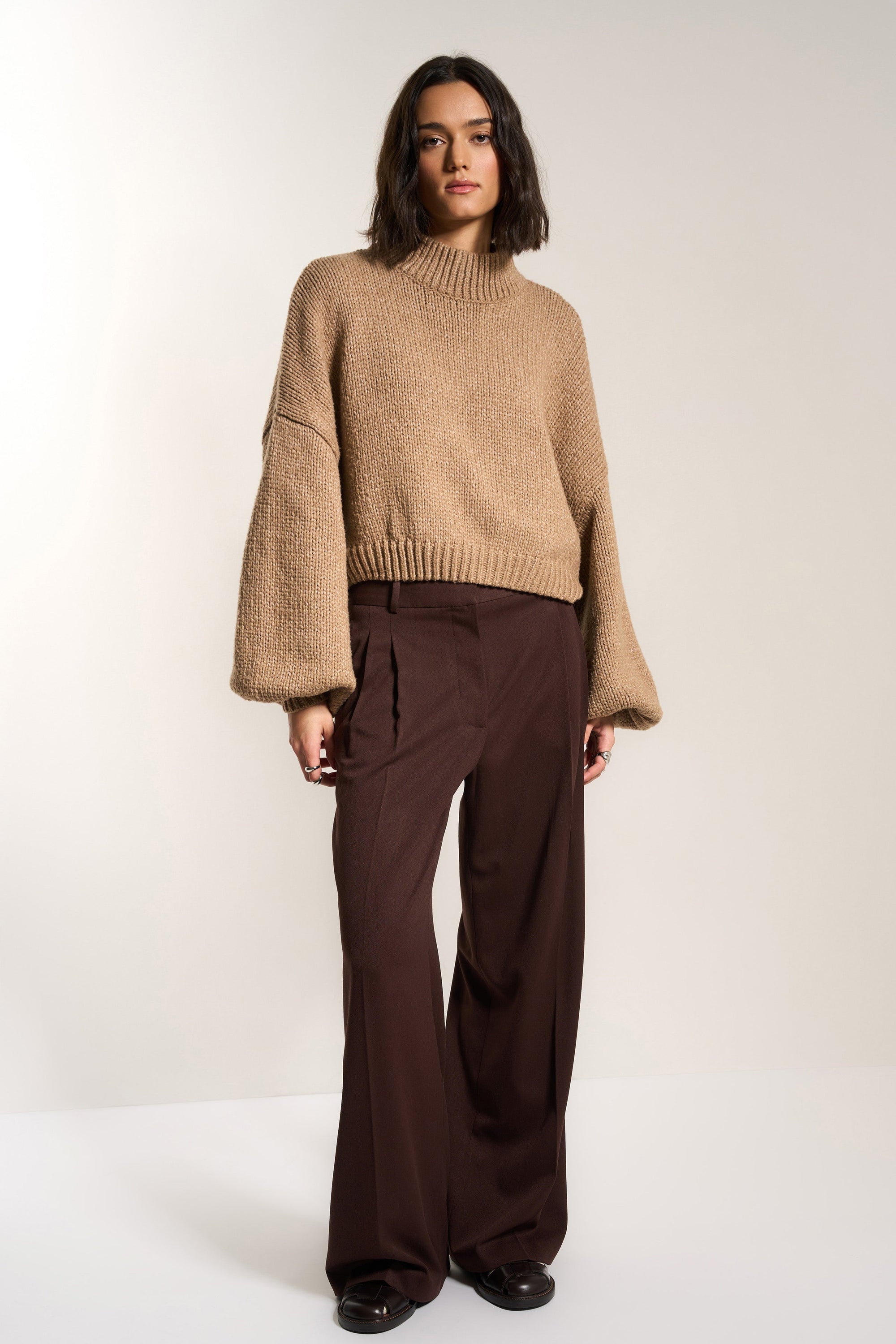 Callahan Knitwear - Bellamy Crop Pullover - Raw Umber -