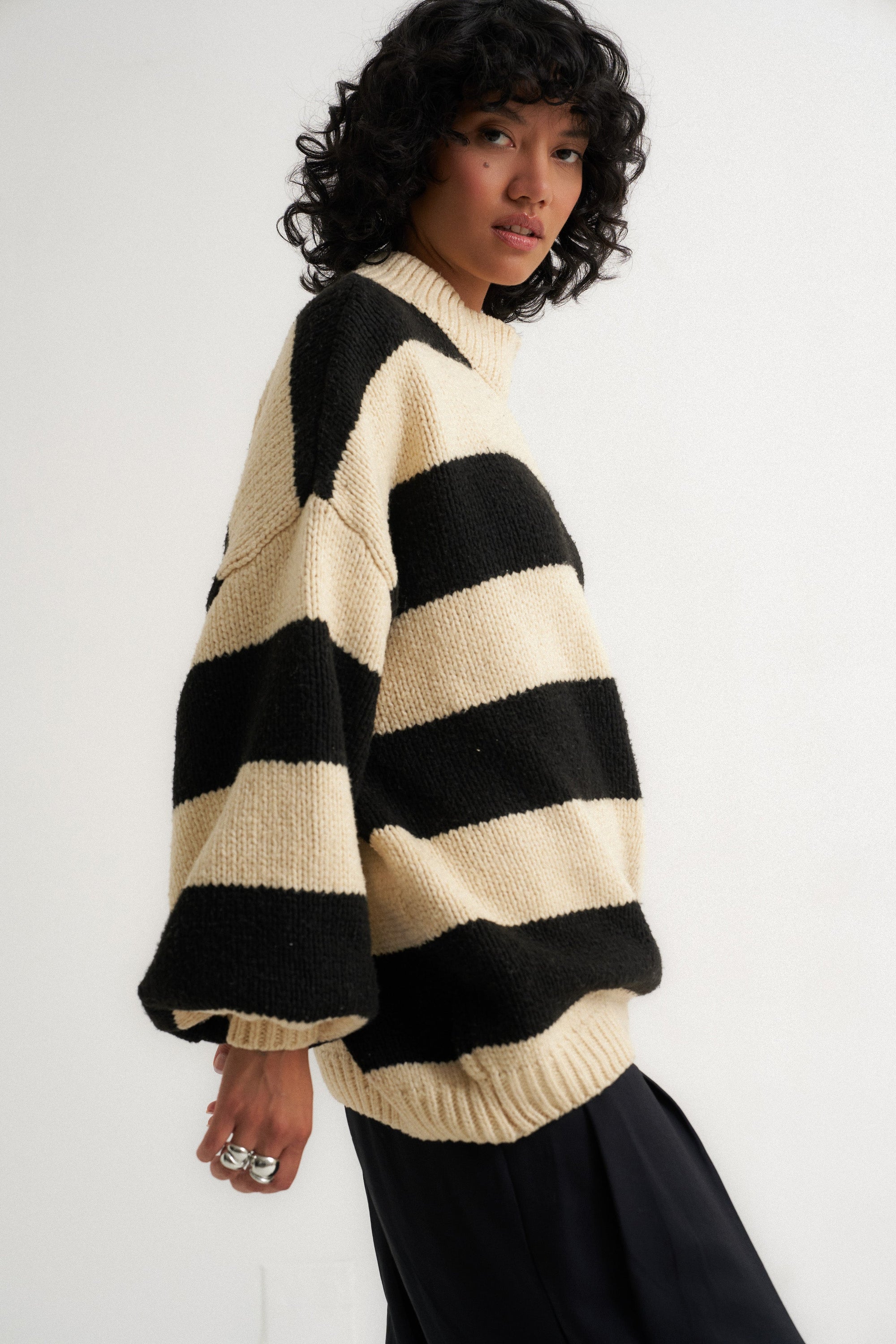 Callahan Knitwear - Bellamy Pullover - Black Stripe -