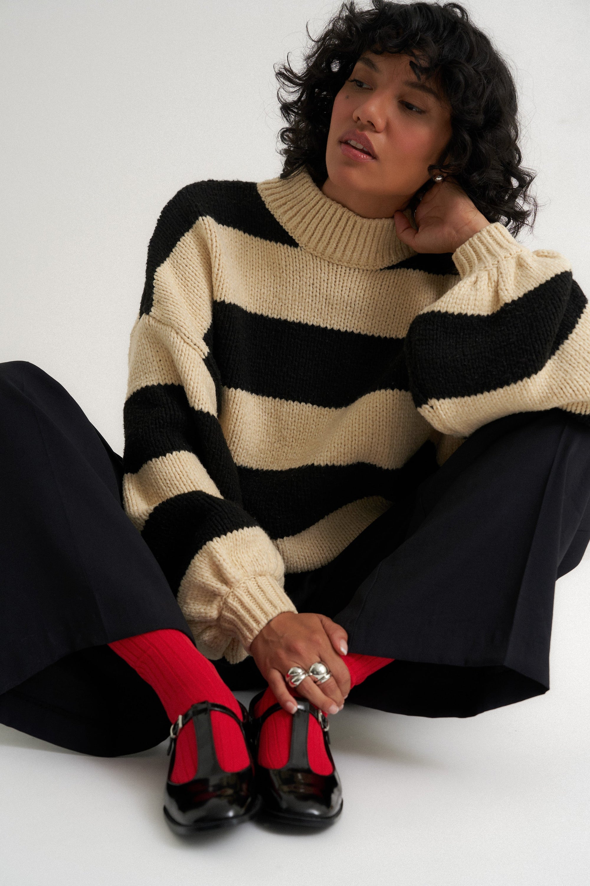 Callahan Knitwear - Bellamy Pullover - Black Stripe -