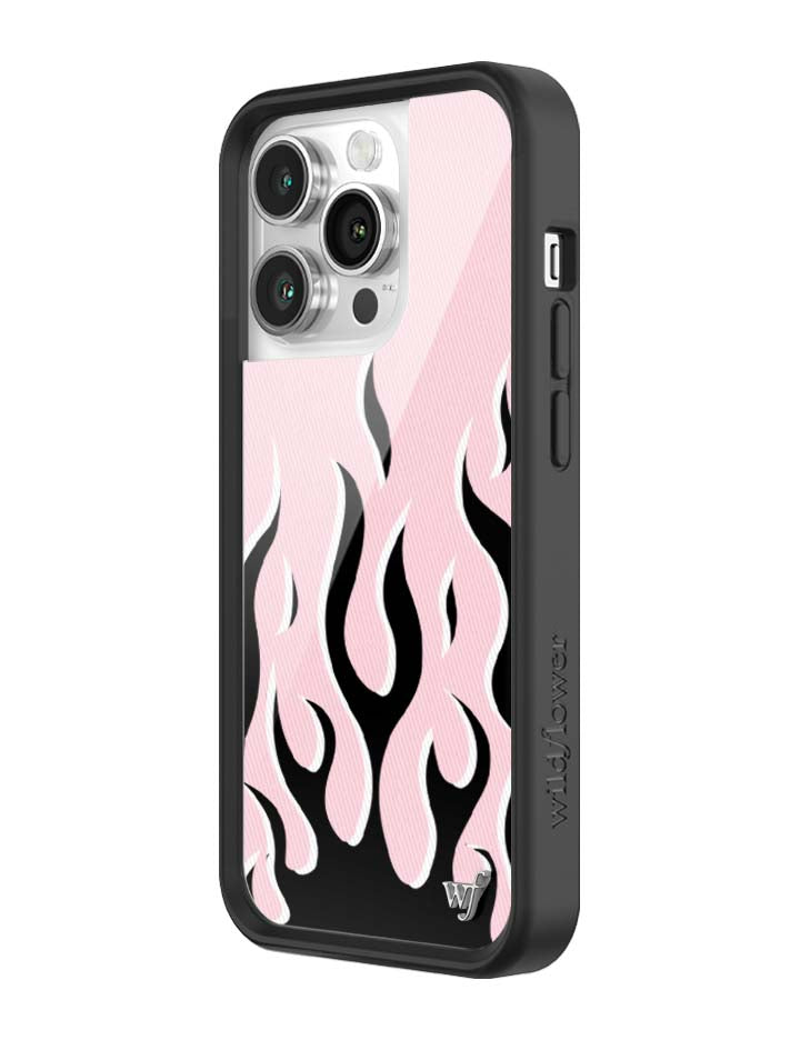 Wildflower iPhone case 14 Pro Flames Pink Black Cute