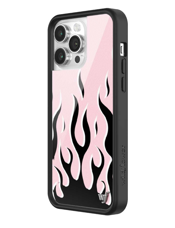 Wildflower iPhone case 14 Pro Max Flames Pink Black Cute