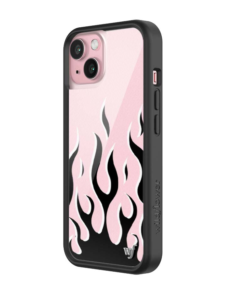 Wildflower iPhone case 15 Flames Pink Black Cute