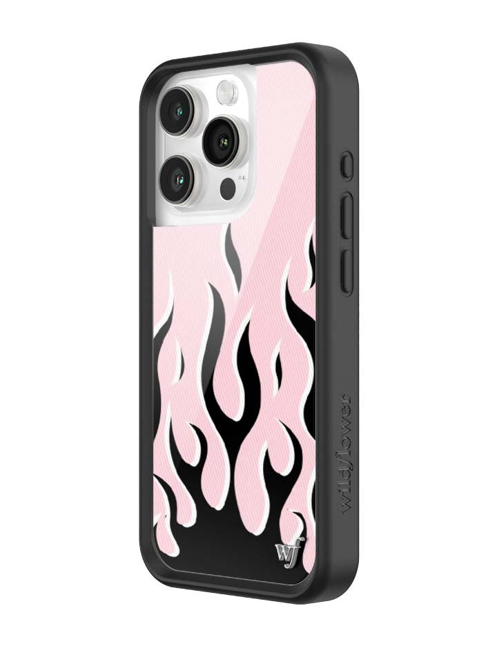 Wildflower iPhone case 15 Pro Flames Pink Black Cute