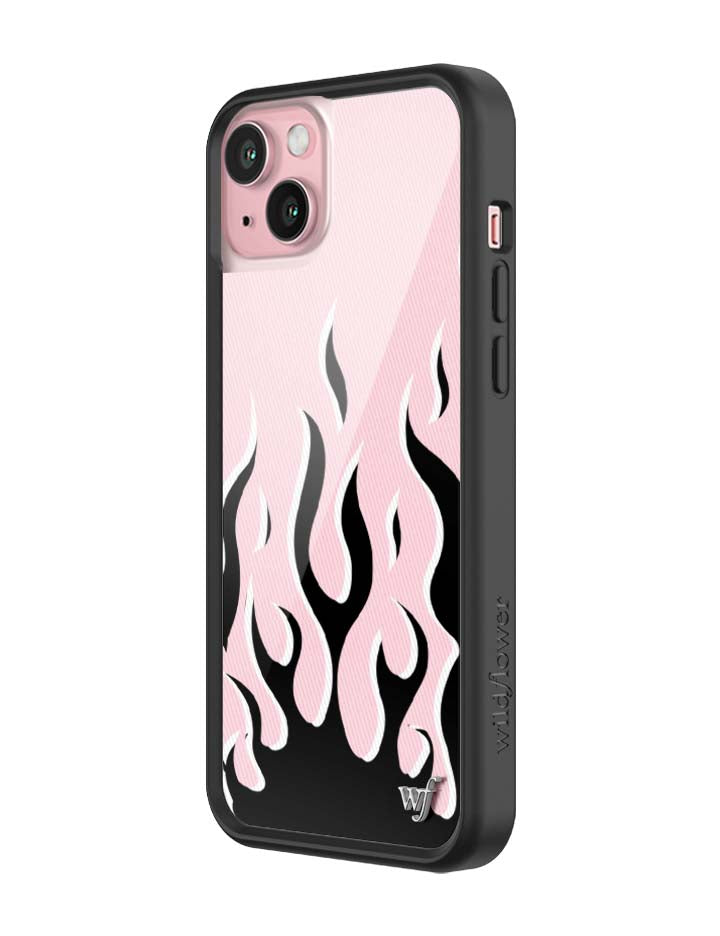 Wildflower iPhone case 15 Plus Flames Pink Black Cute