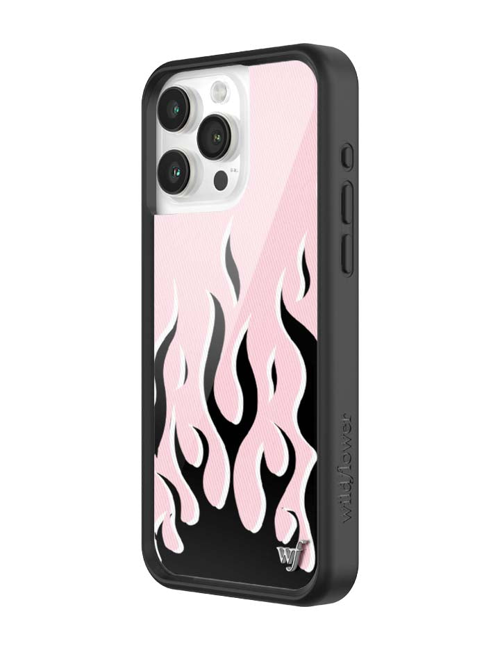 Wildflower iPhone case 15 Pro Max Flames Pink Black Cute
