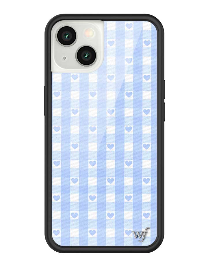 Wildflower - Gingham Hearts - Blue iPhone Case -