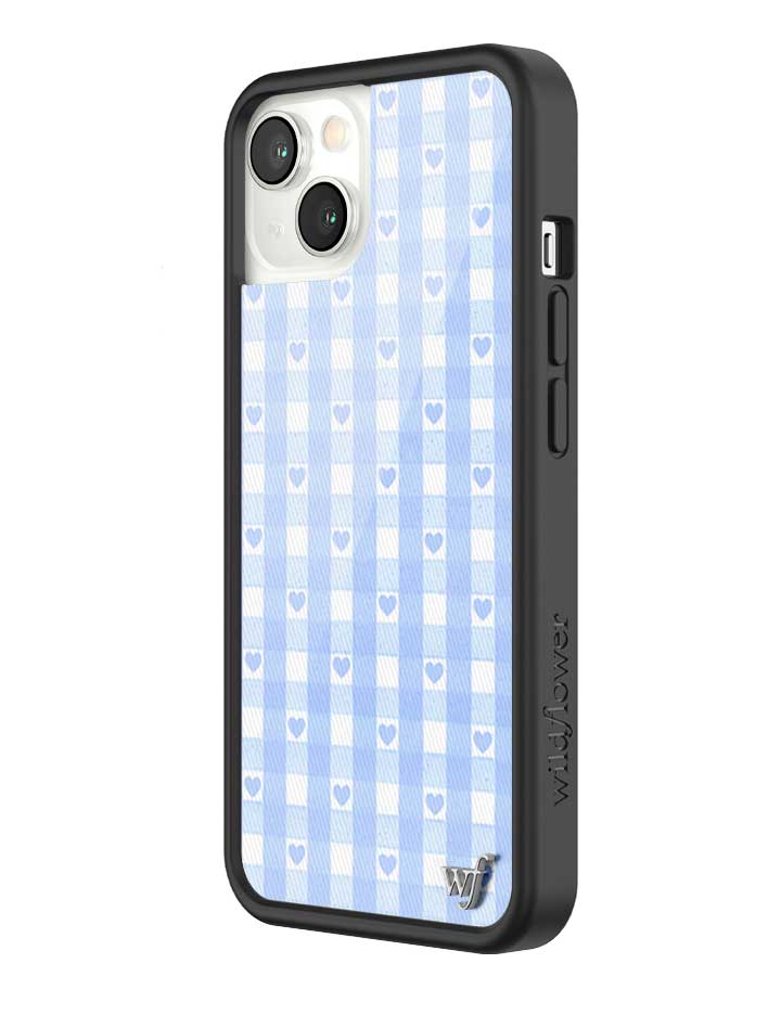 Wildflower - Gingham Hearts - Blue iPhone Case -