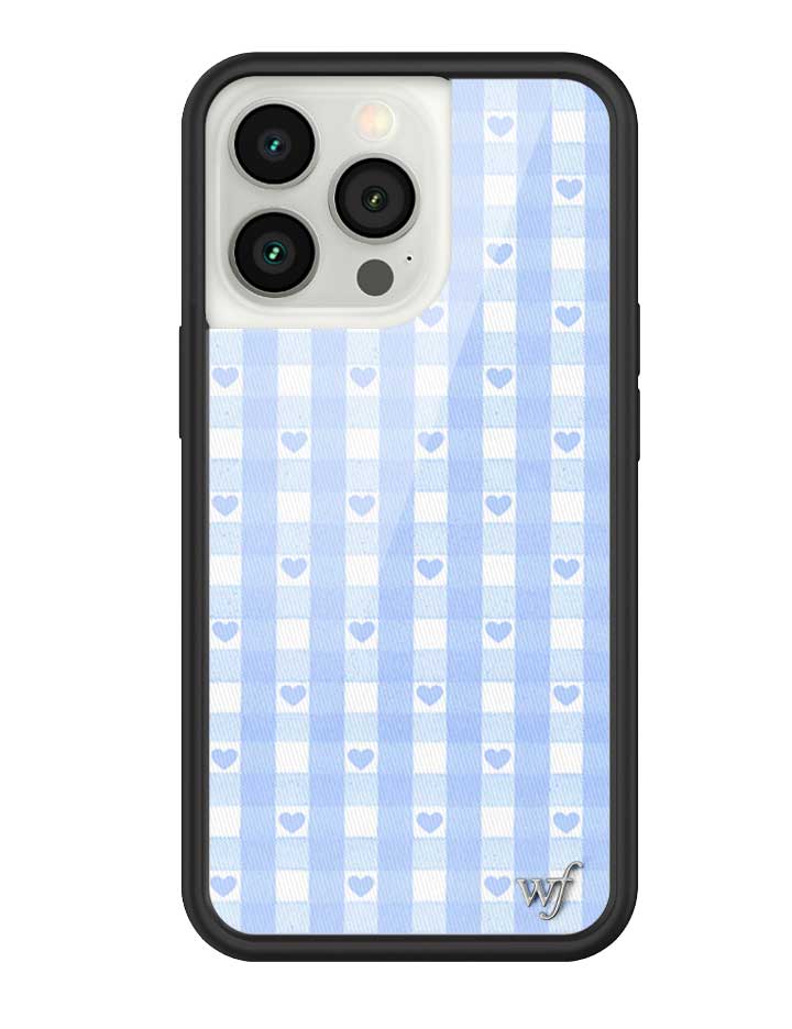 Wildflower - Gingham Hearts - Blue iPhone Case -