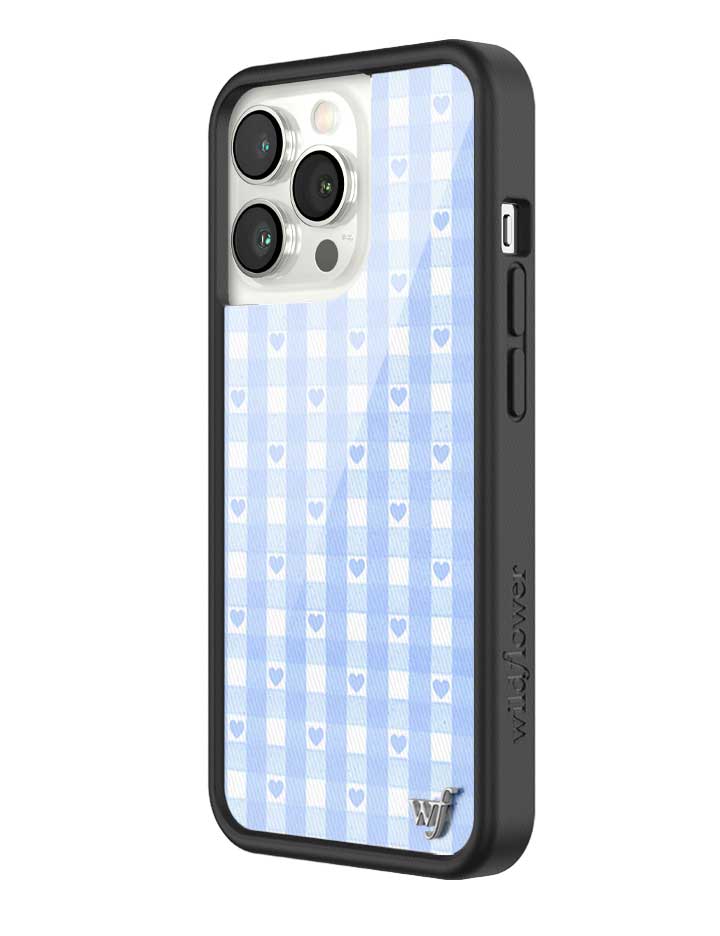 Wildflower - Gingham Hearts - Blue iPhone Case -