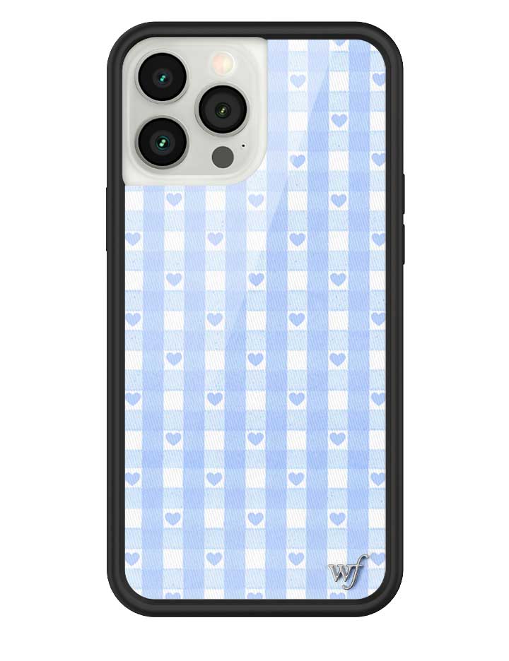 Wildflower - Gingham Hearts - Blue iPhone Case -
