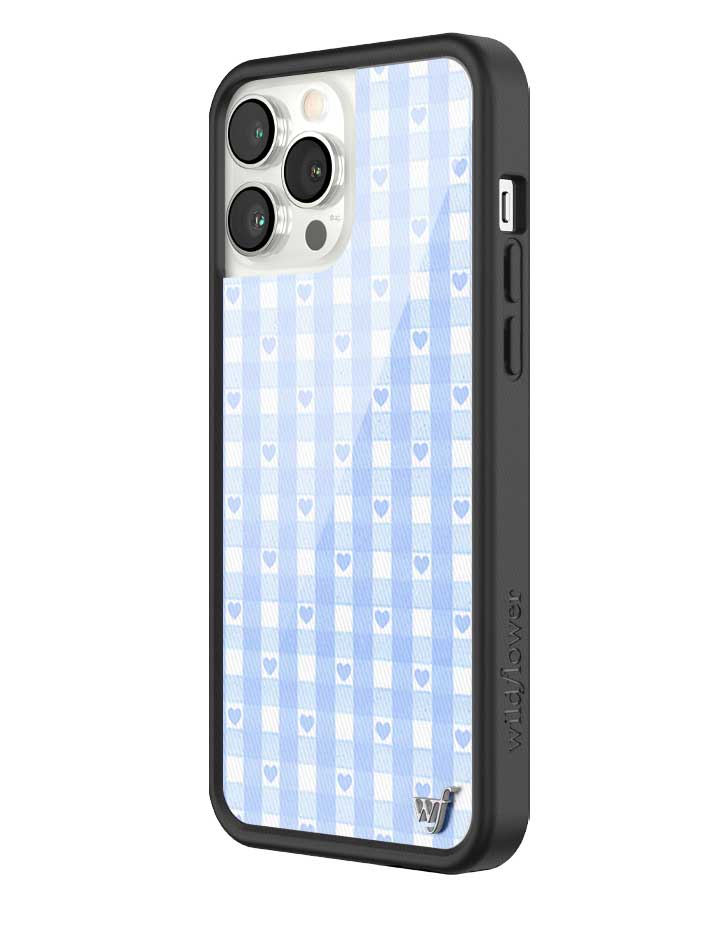 Wildflower - Gingham Hearts - Blue iPhone Case -
