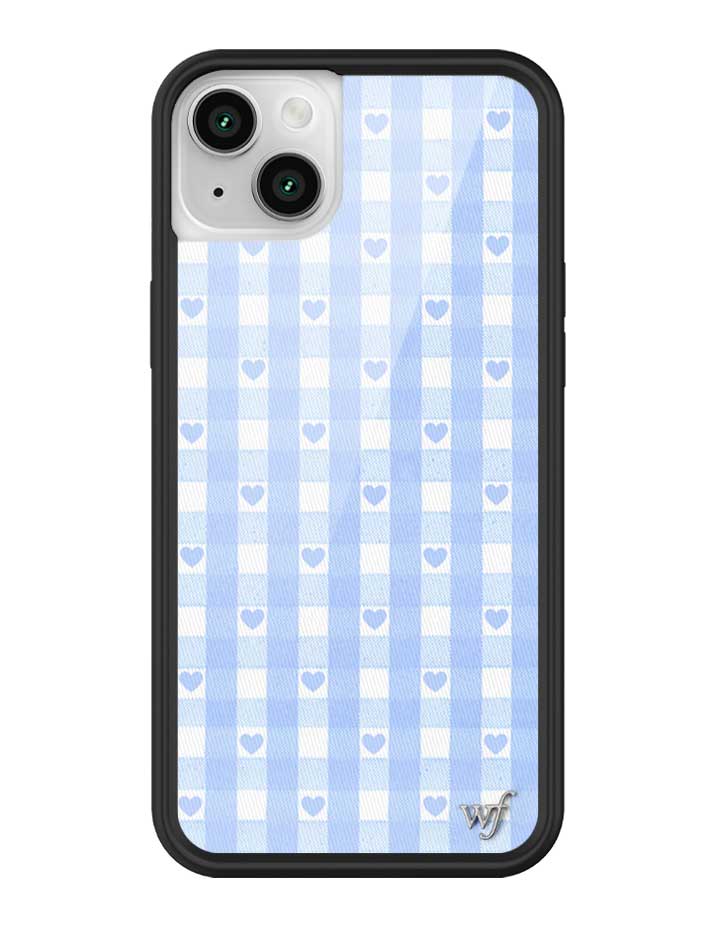 Wildflower - Gingham Hearts - Blue iPhone Case -