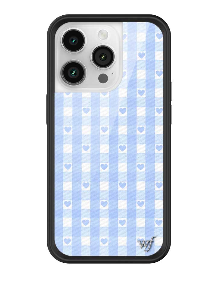 Wildflower - Gingham Hearts - Blue iPhone Case -