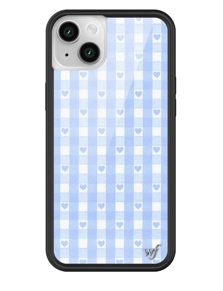 Wildflower - Gingham Hearts - Blue iPhone Case -