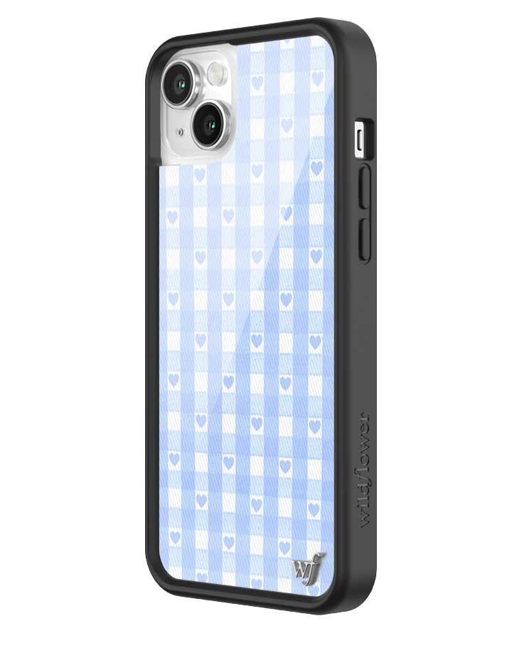Wildflower - Gingham Hearts - Blue iPhone Case -