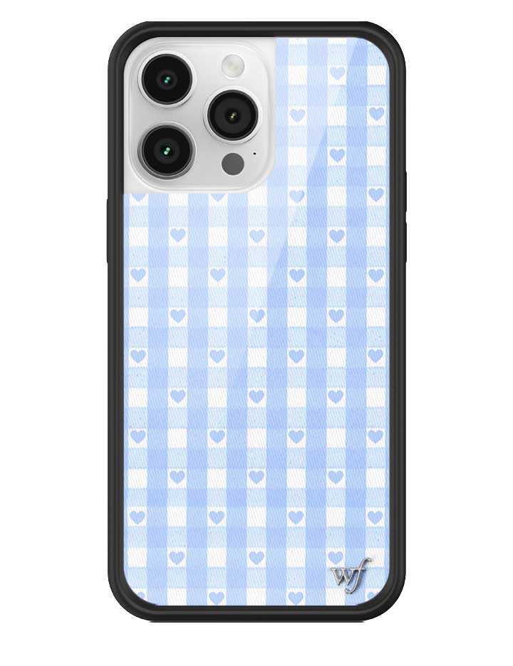 Wildflower - Gingham Hearts - Blue iPhone Case -