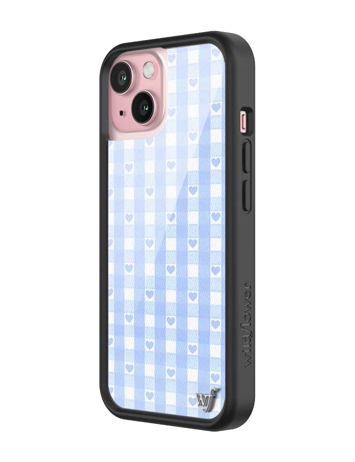 Wildflower - Gingham Hearts - Blue iPhone Case -