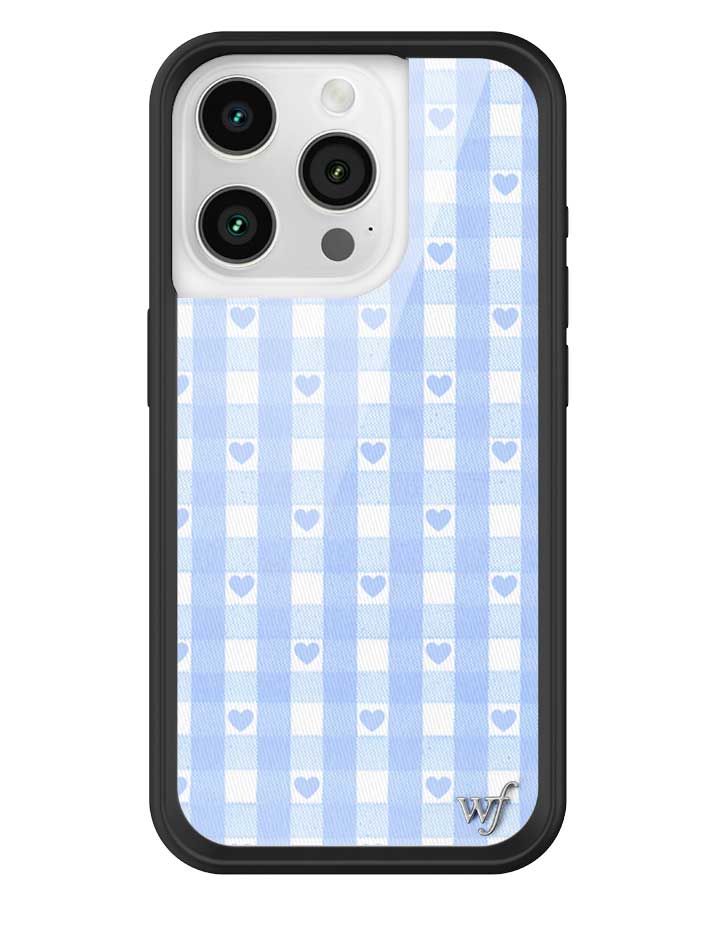 Wildflower - Gingham Hearts - Blue iPhone Case - iPhone 15 Pro