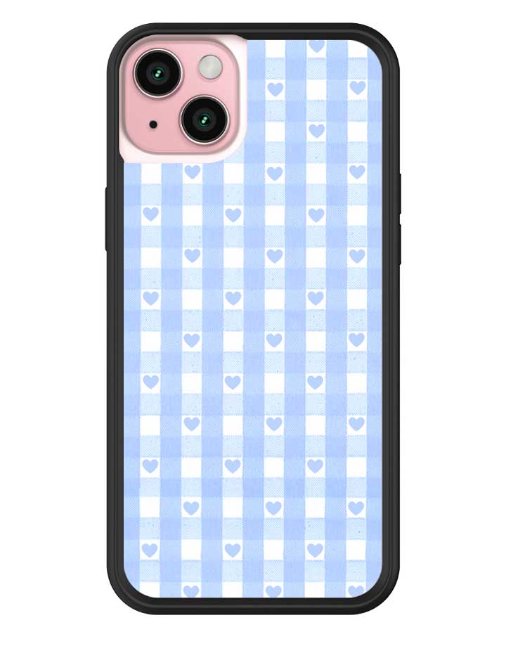 Wildflower - Gingham Hearts - Blue iPhone Case - iPhone 15 Plus