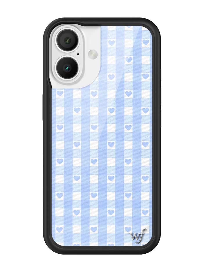 Wildflower - Gingham Hearts - Blue iPhone Case -