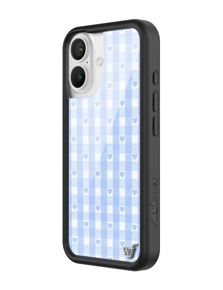 Wildflower - Gingham Hearts - Blue iPhone Case -
