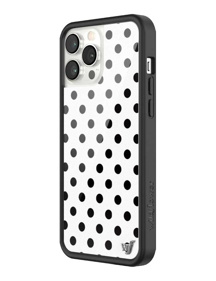 Wildflower iPhone case 13 Pro Max Polka Dot White Black Cute