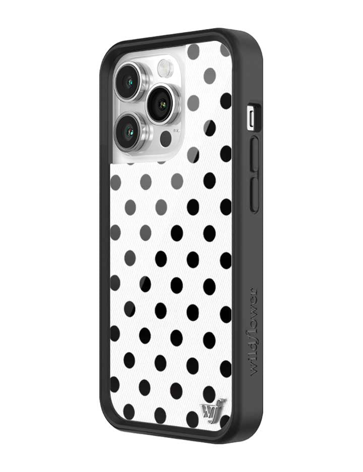 Wildflower iPhone case 14 Pro Polka Dot White Black Cute